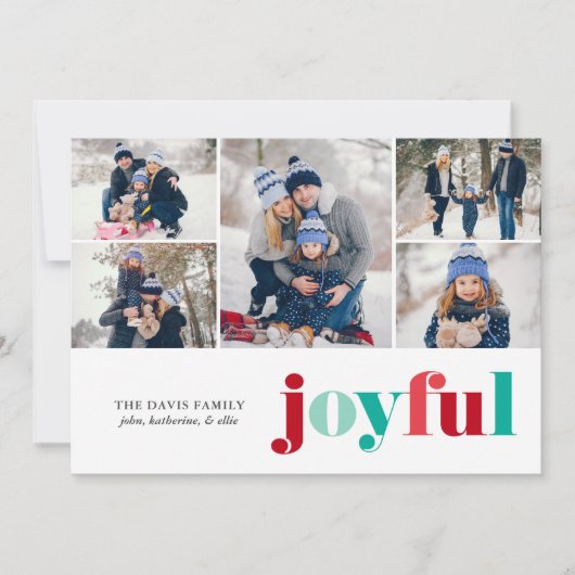 Feestelijke Rood en Groen "Vrolijk" Galerij van 5  Feestdagenkaart (Voorkant)