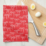 Feestelijke Rood en Wit Eenvoudige Boog Doodle Pat Theedoek<br><div class="desc">Een schattig en feestelijk patroon van witte met de hand getekende boogdoedels versiert deze rode,  absorberende en functionele wafelgebreide keukenhanddoek die het hart van uw huis een vleugje gelukkige vrouwelijkheid geeft. Dit trending motief is overal,  mis het niet om het aan je leven toe te voegen.</div>