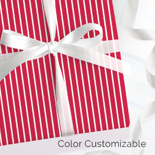 Feestelijke Rood en Wit Minimalistische Dunne Stre Cadeaupapier