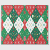 Feestelijke Rood & Groen Argyle Kerst Cadeaupapier (Vlak)