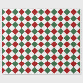 Feestelijke rood groen check patroon kerst cadeaupapier (Vlak)