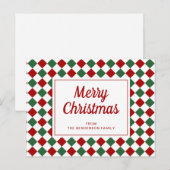 Feestelijke rood groen check vrolijke kerst briefkaart (Voorkant / Achterkant)