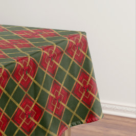 Feestelijke Rood, Groen en Goud Glitter Geometrisc Tafelkleed