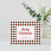 Feestelijke Rood Groen Geruit Kerstmis  Briefkaart (Staand voorkant)