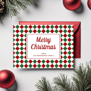Feestelijke rood groen geruit Kerstmis Feestdagenkaart