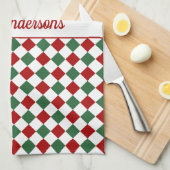 Feestelijke rood groen geruite Kerst Theedoek (Quarter Fold)