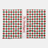 Feestelijke rood groen geruite Kerst Theedoek (Horizontaal)