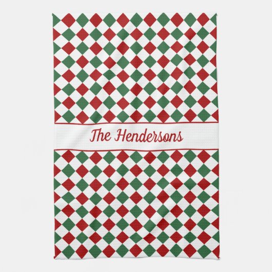 Feestelijke rood groen geruite Kerst Theedoek (Verticaal)