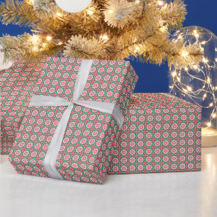 Feestelijke Rood Groen Roze Schattige Vintage Kers Cadeaupapier