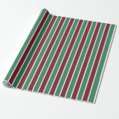 Feestelijke Rood Groen Strepen Kerstmis Cadeaupapier (Uitgerold)