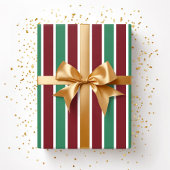 Feestelijke Rood Groen Strepen Kerstmis Cadeaupapier