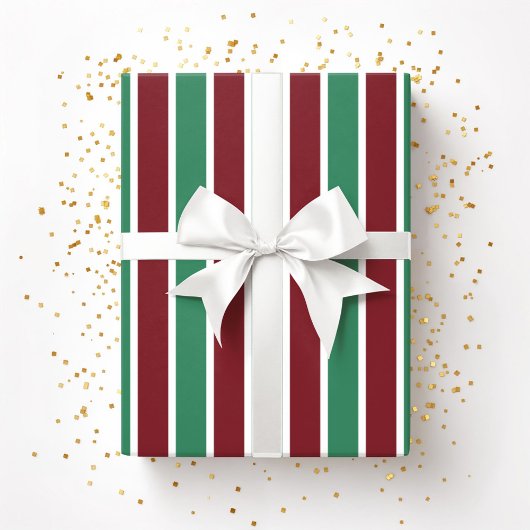 Feestelijke Rood Groen Strepen Kerstmis Cadeaupapier