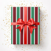 Feestelijke Rood Groen Strepen Kerstmis Cadeaupapier