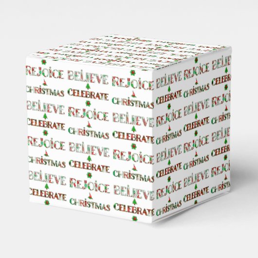 Feestelijke rood groene kersttypografie bedankdoosjes (Voorkant Zijde)