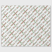 Feestelijke rood groene kersttypografie cadeaupapier (Vlak)