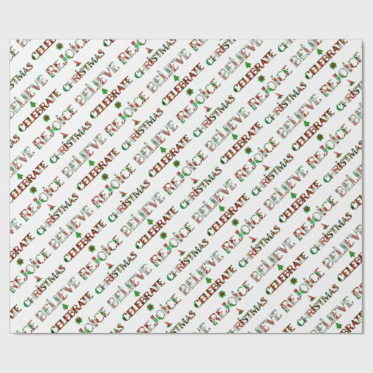 Feestelijke rood groene kersttypografie cadeaupapier (Vlak)