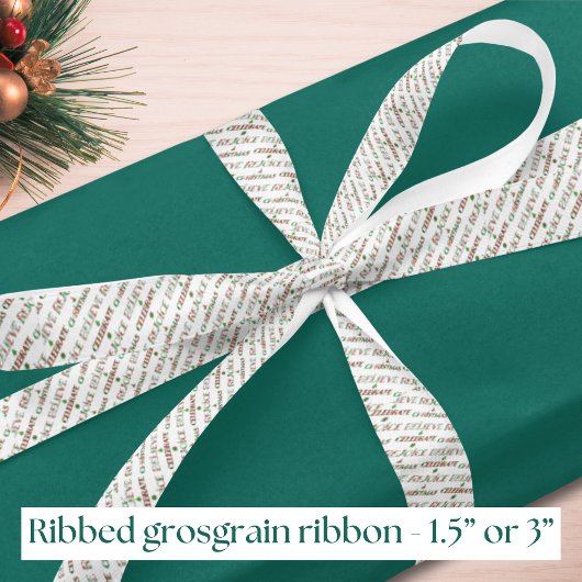 Feestelijke rood groene kersttypografie grosgrain lint