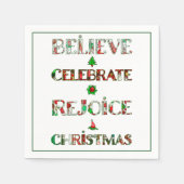 Feestelijke rood groene kersttypografie servet (Voorkant)