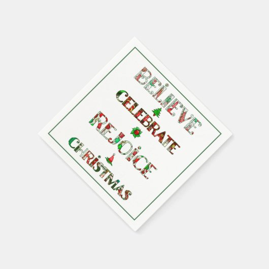 Feestelijke rood groene kersttypografie servet (Hoek)