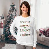 Feestelijke rood groene kersttypografie t-shirt