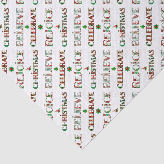 Feestelijke rood groene kersttypografie tissuepapier (Detail)