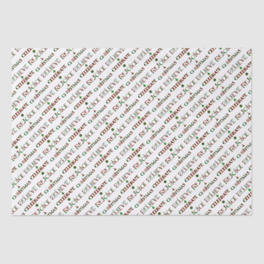 Feestelijke rood groene kersttypografie tissuepapier (Voorkant)
