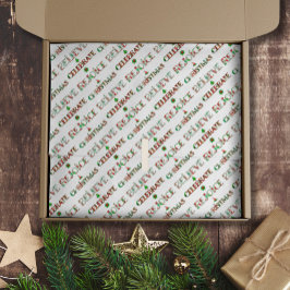 Feestelijke rood groene kersttypografie tissuepapier