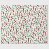 Feestelijke rood groene kousen Kerstmis Cadeaupapier (Vlak)