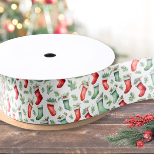 Feestelijke Rood Groene Kousen Kerstmis Satijnen Lint