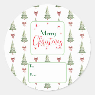 Feestelijke Rood Groene Script Boom Boog Naar Van Ronde Sticker