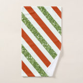Feestelijke Rood & Lichtgroene Glitterstrepen Bad Handdoek (Handdoek)