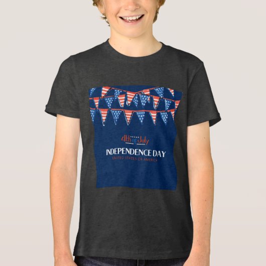 Feestelijke Rood Wit Blauw 4 juli Bunting Tri-Blend Shirt (Voorkant)