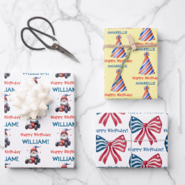 Feestelijke Rood Wit Blauwe Feest Inpakpapier Vel