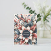 Feestelijke Rood Wit en Blauw Party Uitnodiging (Staand voorkant)