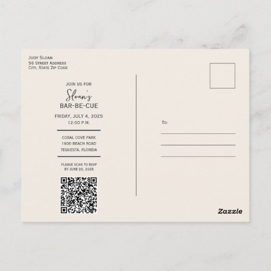 Feestelijke Rood Wit en Blauw Party Uitnodiging (Achterkant)