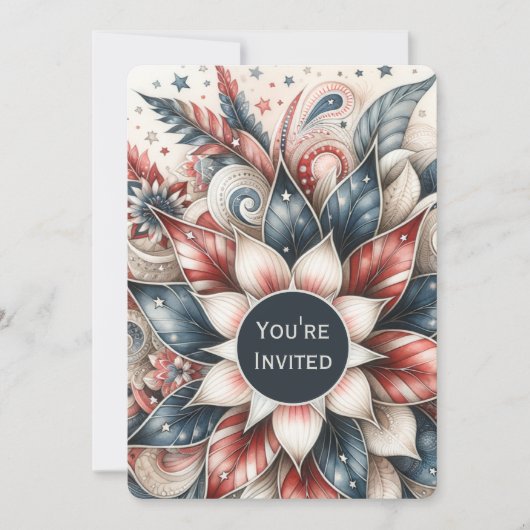 Feestelijke Rood Wit en Blauw Party Uitnodiging (Voorkant)