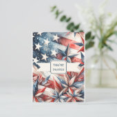 Feestelijke Rood Wit en Blauw Party Uitnodiging (Staand voorkant)