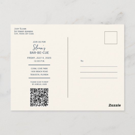 Feestelijke Rood Wit en Blauw Party Uitnodiging (Achterkant)