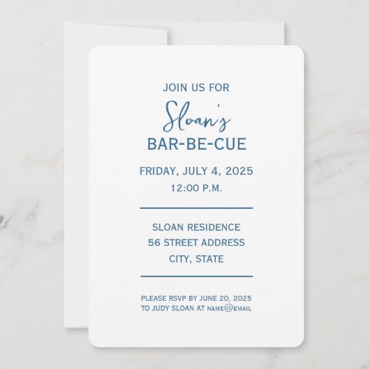 Feestelijke Rood Wit en Blauw Party Uitnodiging (Achterkant)