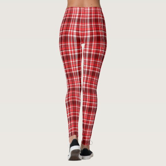 Feestelijke Rood-Wit Geruit Leggings (Achterkant)