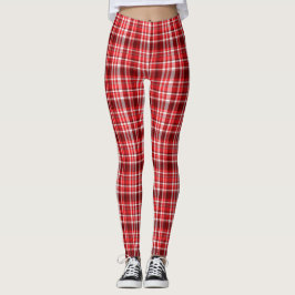 Feestelijke Rood-Wit Geruit Leggings