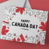 Feestelijke rood-wit illustratieve Canadese symbol Feestdagenkaart