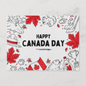 Feestelijke rood-wit illustratieve Canadese symbol Feestdagenkaart (Voorkant)
