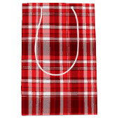 Feestelijke rood-witte ruit medium cadeauzakje (Voorkant)