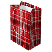Feestelijke rood-witte ruit medium cadeauzakje (Achterkant Gekanteld)