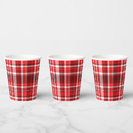Feestelijke rood-witte ruit papieren bekers