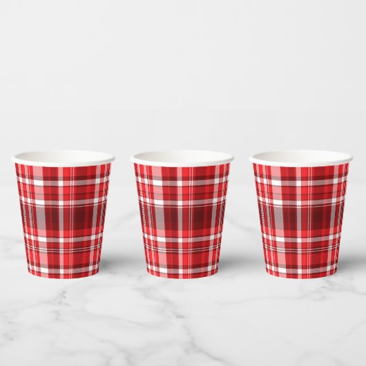 Feestelijke rood-witte ruit papieren bekers (Multi)