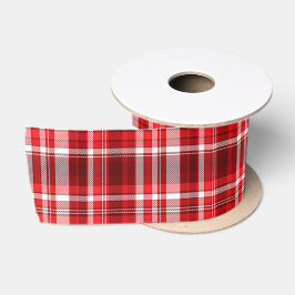 Feestelijke rood-witte ruit satijnen lint