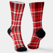 Feestelijke rood-witte ruit sokken (Gebogen)