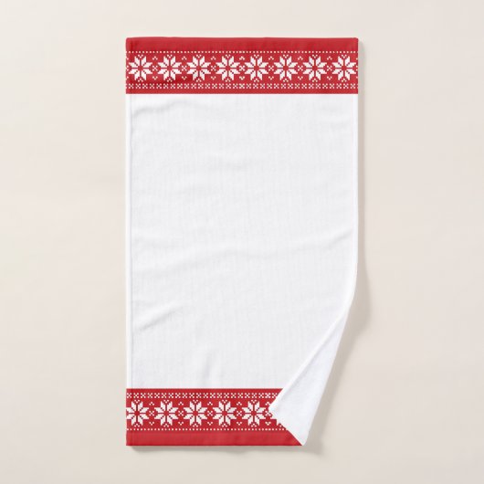 Feestelijke Rood Witte Scandinavische Patroon Kers Bad Handdoek (Handdoek)